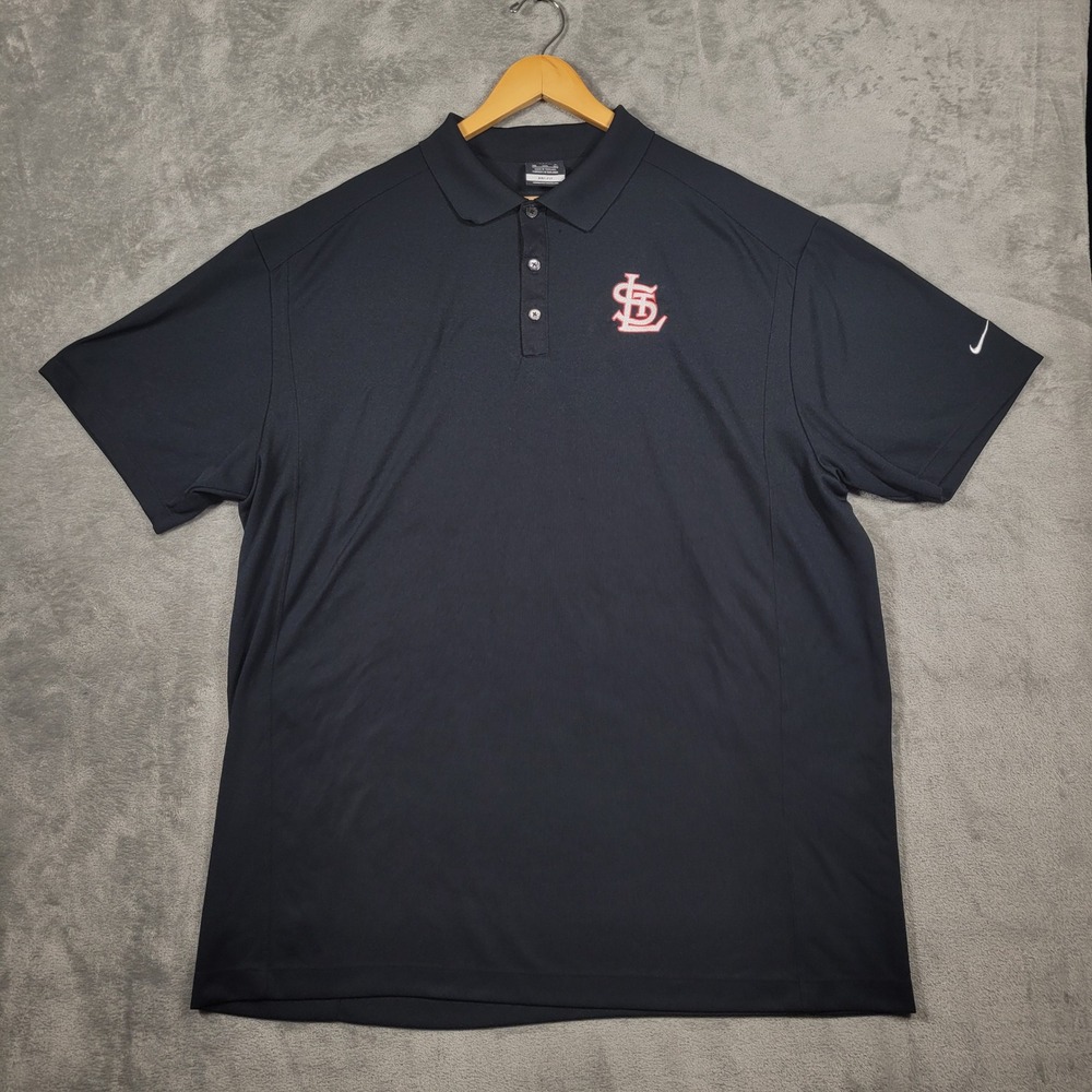 Nike Polo Shirt Mens 3XL Black St. Louis Cardinals Dri-FIT Golf Performance